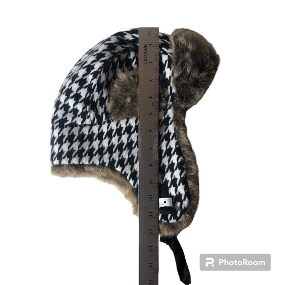 D&Y Houndstooth Faux Fur Trapper Ski Snowboard Hunter Hat - Picture 3 of 5